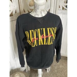 Young and Reckless Black Logo Pullover Sweater Long Sleeve Spellout Size Large